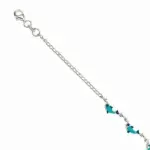 Bracelet enfant en argent et �mail - dauphins bleus
