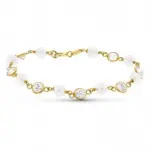 Bracelet enfant, or jaune avec perle de culture et zircons - eulalie