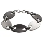 Bracelet femme acier bicolore, graine de café noir / gris - glamour Bracelet femme acier bicolore, graine de café noir / gris - glamour