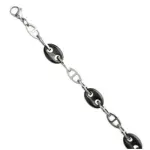 Bracelet femme en acier bicolore noir & gris - graine de caf�