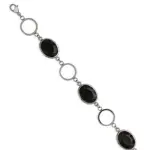 Bracelet femme en acier et pierres noires - zelna