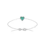 Bracelet femme en argent massif et pierre naturelle amazonite verte - coeur