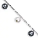 Bracelet femme argent, perles grises et blanches - femina