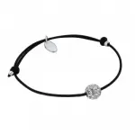 Bracelet femme argent, perle swarovski & cordon noir, par zo bijoux