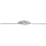 Bracelet femme en argent rhodi, plume argente