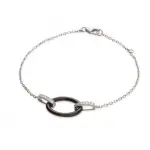 Bracelet femme en céramique noire & argent rhodié - ovale Bracelet femme en céramique noire & argent rhodié - ovale