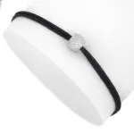 Bracelet femme cordon noir, perle en argent et zircon - fashionista