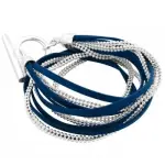 Bracelet femme, cuir bleu fonc et argent, zo bijoux - symbio