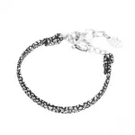 Bracelet femme en cuir noir et argent, cr�ation zo� bijoux - manca