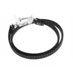 Bracelet femme en cuir noir et argent, sign� zo� bijoux - funk