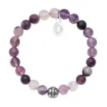 Bracelet pour femme fluorite et acier - shark'n stones violet
