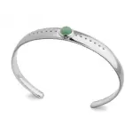 Bracelet femme, jonc en argent rhodi et aventurine verte - elouna