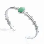 Bracelet femme, jonc en argent rhodi & aventurine verte - ydali