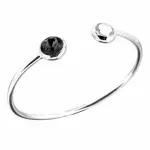Bracelet femme, jonc en argent et swarovski noir, zoé bijoux - contraste Bracelet femme, jonc en argent et swarovski noir, zoé bijoux - contraste