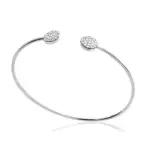 Bracelet femme, jonc ouvert en argent rhodi et zircon - solia