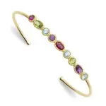 Bracelet femme, jonc ouvert en plaqu or & cristal color - thyka