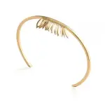 Bracelet femme, jonc ouvert et plumes en plaqu or - zana