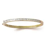 Bracelet femme, jonc plaqu or & range de zircon - angle