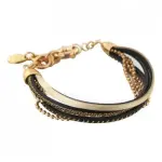 Bracelet femme, manchette cuir noir et dor, zo bijoux - gynko