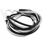 Bracelet femme, multifils cuir noir et argent, zo bijoux - symbio