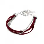 Bracelet femme multifils, cuir rouge & argent, signé zoé bijoux - zyka Bracelet femme multifils, cuir rouge & argent, signé zoé bijoux - zyka