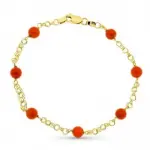 Bracelet pour femme, or jaune 18 carats et pierre de corail naturel - callista