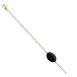 Bracelet femme, pierre d'agate noire & plaqu or - silla