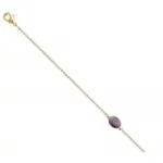 Bracelet femme, plaqué or & améthyste violette ovale - damas Bracelet femme, plaqué or & améthyste violette ovale - damas