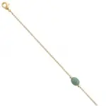 Bracelet pour femme en plaqué or & aventurine verte ovale - damas Bracelet pour femme en plaqué or & aventurine verte ovale - damas