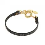 Bracelet femme, plaqu� or & cuir noir zo� bijoux - limbo