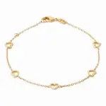 Bracelet pour femme en plaqu or, petits coeurs - myss