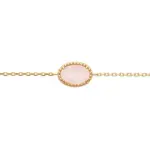 Bracelet femme en plaqué or & quartz rose ovale - bornéo Bracelet femme en plaqué or & quartz rose ovale - bornéo