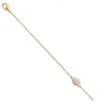 Bracelet pour femme en plaqué or & quartz rose ovale - damas Bracelet pour femme en plaqué or & quartz rose ovale - damas