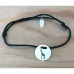 Bracelet girafe en argent 925 & cordon couleur au choix - crateur cabanetchanque