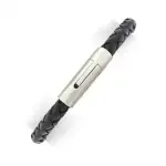 Bracelet homme: cuir noir tress� & fermoir acier 316l - saky