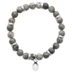 Bracelet pour homme jaspe et acier - shark'n stones gris