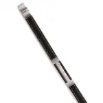 Bracelet homme original, cuir noir, acier bicolore - newyork