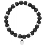 Bracelet pour homme pierre de lave et acier - shark'n stones noir