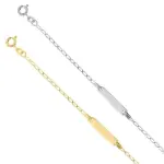 Bracelet identité enfant, or blanc / or jaune 18k, maille cheval Bracelet identité enfant, or blanc / or jaune 18k, maille cheval