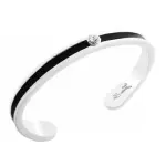 Bracelet jonc femme, argent, cuir noir, swarovski signé zoé bijoux Bracelet jonc femme, argent, cuir noir, swarovski signé zoé bijoux