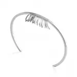 Bracelet jonc femme en argent rhodi 925, breloques plumes - zana