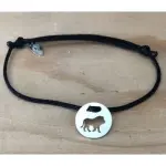 Bracelet lion en argent 925 & cordon couleur au choix - cr�ateur cabanetchanque