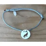 Bracelet loup en argent 925 & cordon couleur au choix - crateur cabanetchanque
