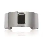 Bracelet manchette femme en acier et pierre noire - paola