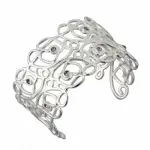 Bracelet manchette femme, argent & swarovski noir, zo bijoux - reine