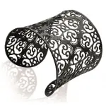 Bracelet noir femme, large manchette en acier noir - simila