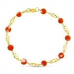 Bracelet en or jaune 18 carats avec corail japonais - etoile