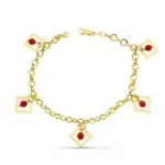 Bracelet en or jaune 18 carats orn de perles de corail naturel - clia
