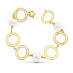 Bracelet or rose et jaune bicolore 18 carats et perles de culture - sabrina