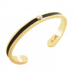Bracelet ouvert femme, plaqu or, swarovski et cuir noir, par zo bijoux - badya